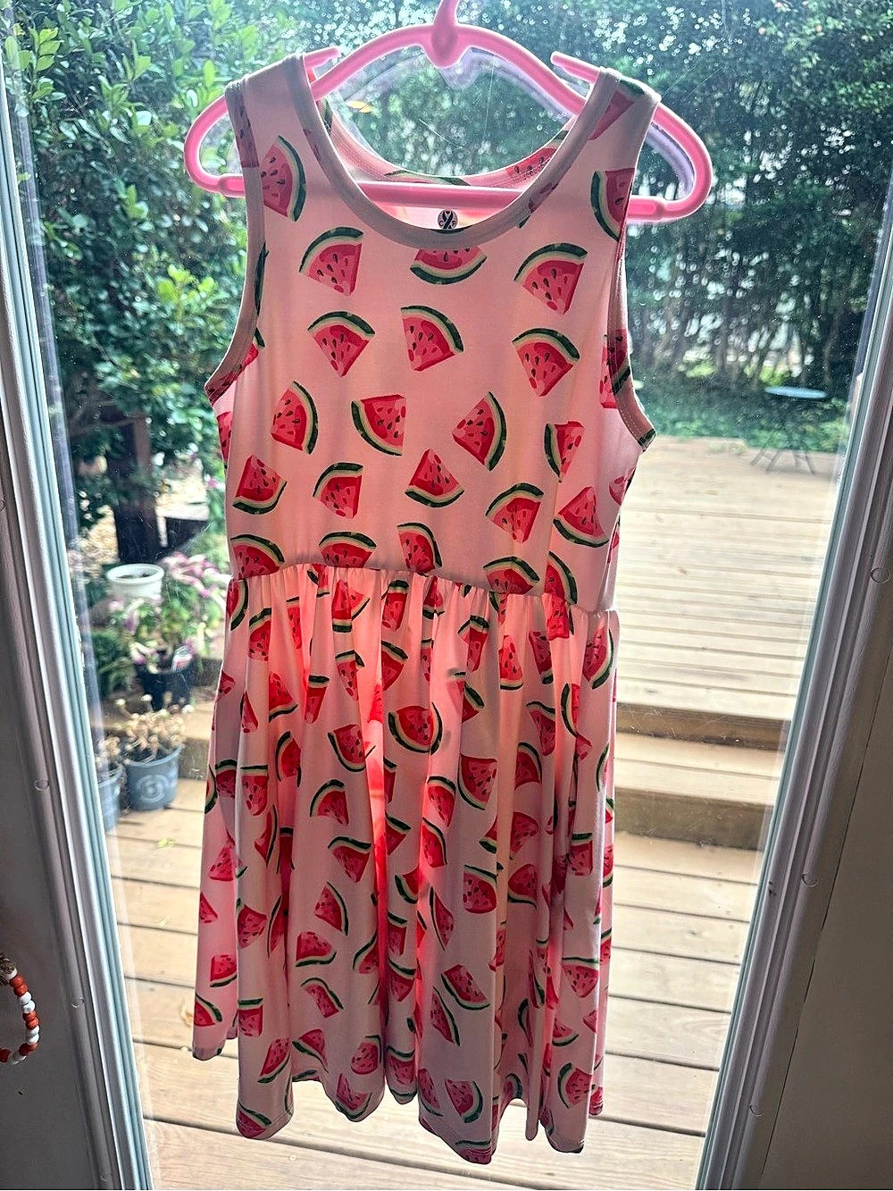 Charlie's Project Kids Watermelon Twirl Dress, Pink & Green, Size 7